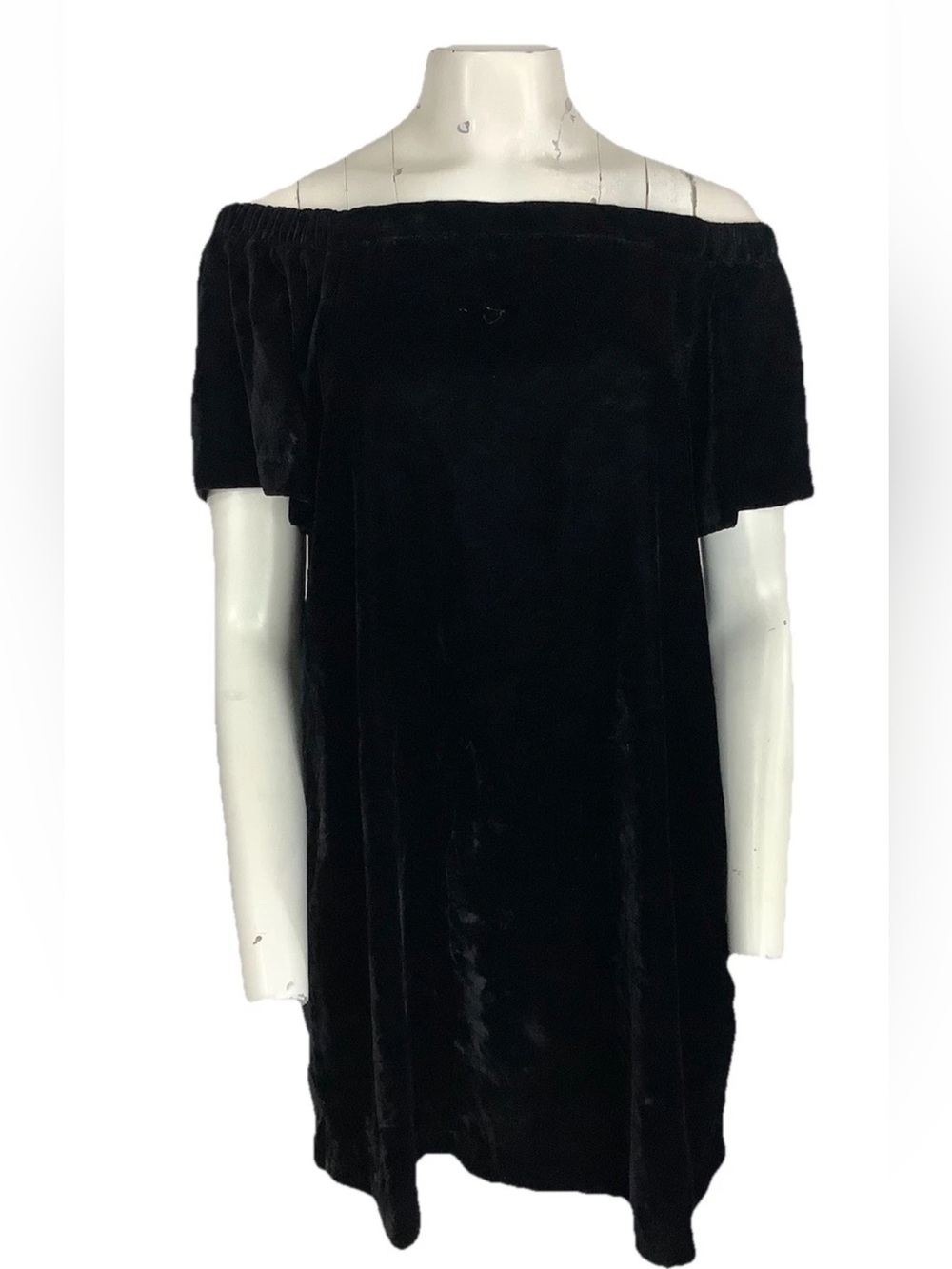 Loft Sz S Off Shoulder Velvet Witchy Whimsigoth Pullover Casual Dress Black